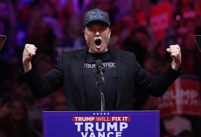 Elon Musk speaks during a Trump campaign rally at Madison Square Garden, in New York, on Oct. 27. Evan Vucci/The Associated Press