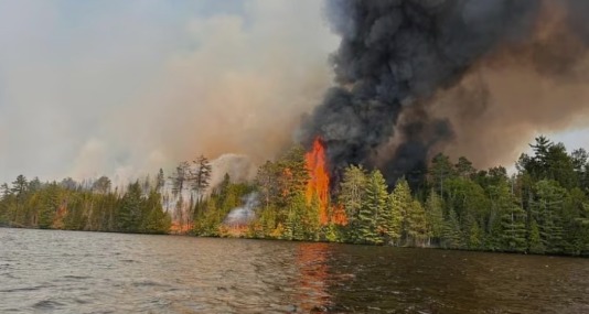 Dozens of homes have been evacuated in the Township of Greater Madawaska after a forest fire broke out Sunday afternoon.